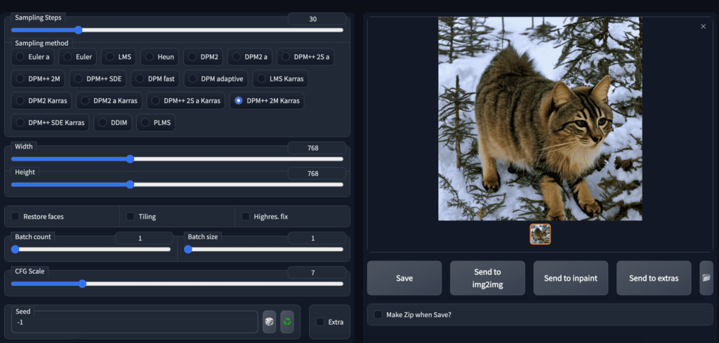 Stable Diffusion 2.0 settings in AUTOMATIC1111 GUI