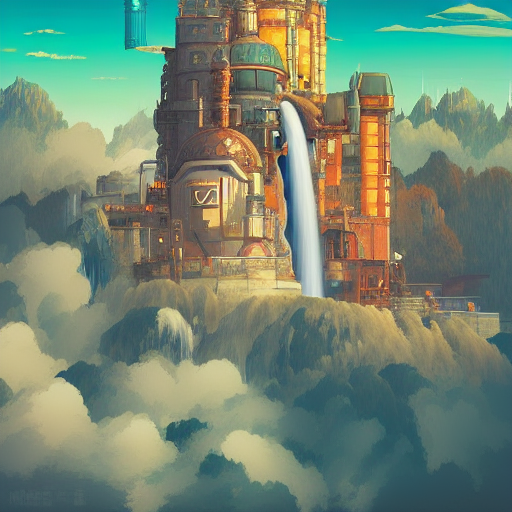 high fantasy castle on a mountain, concept art, on an, Stable Diffusion