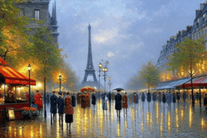 Paris in rainy fall