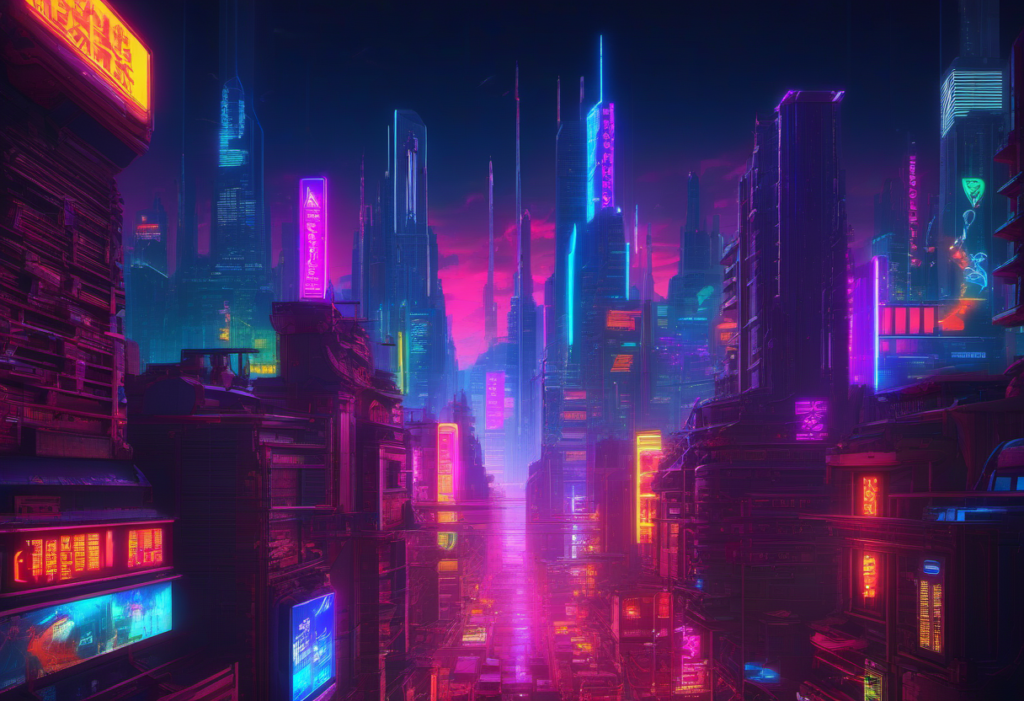 cyberpunk city, 4 k resolution, ultra wide angle,, Stable Diffusion