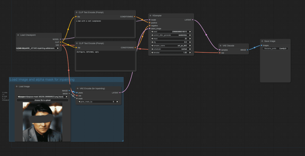 comfyui inpaint with inpainting model workflow