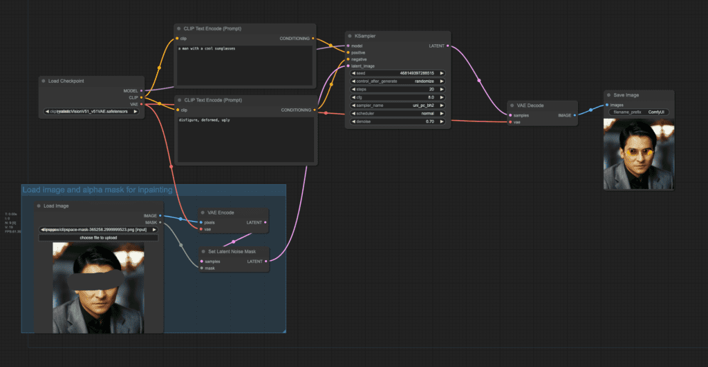 comfyui inpaint standard model workflow