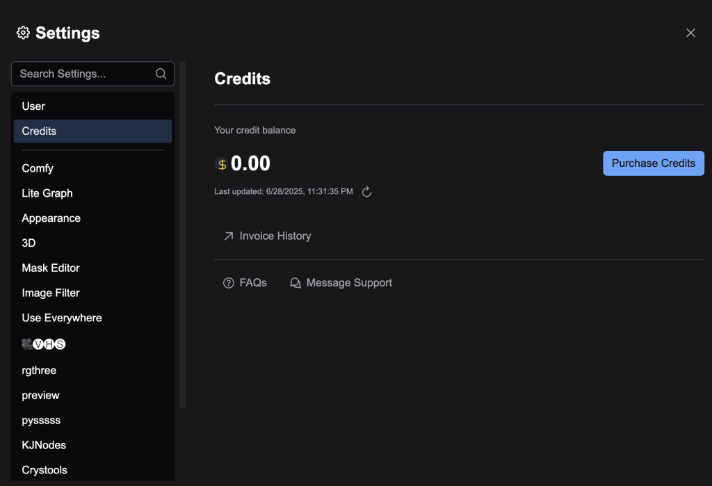 ComfyUI API: Adding credits. (1)