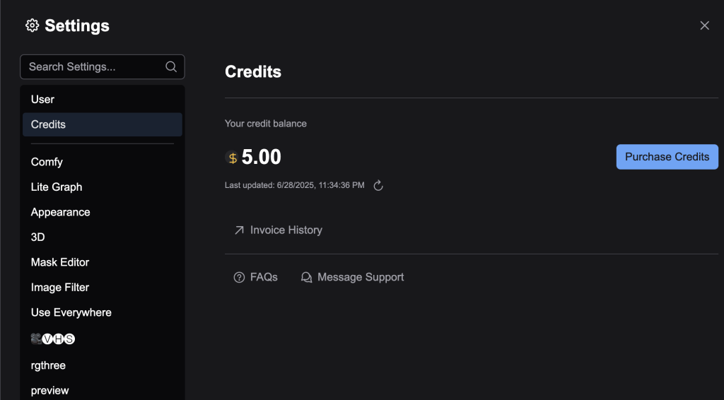 ComfyUI API: Adding credits.