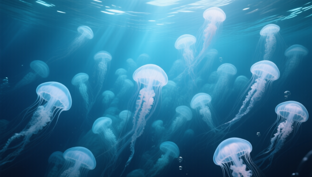 Original image with many jellyfish.